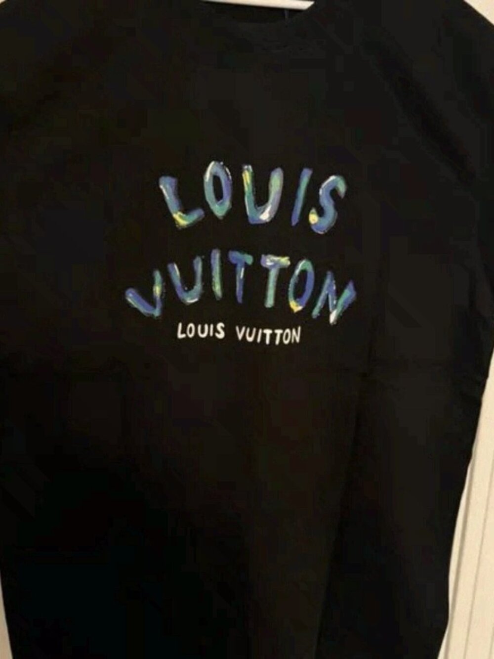 LV Painted Logo T-Shirt Mens Black Luxury Designer Tee